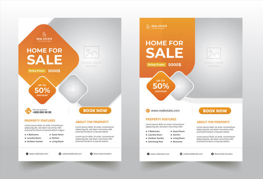 White real estate broker flyer and poster templates. Flyer concept.Brochure template design. Concept of architecture design.