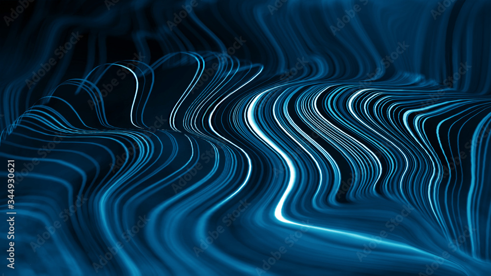 Poster artificial intelligence abstract background. technology digital illustration with blue line flow. mo