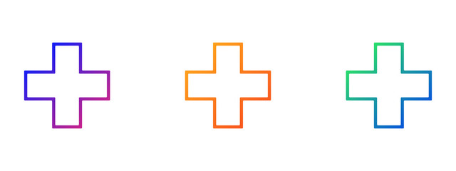 Set cross plus heart medical logo design template elements