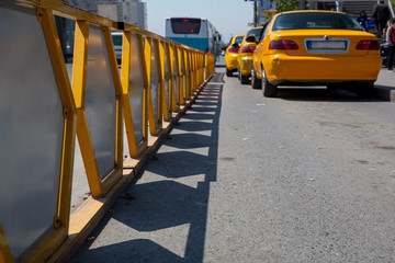 yellow taxi cars on the street