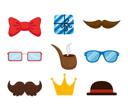 set of accessories hipster icons vector illustration design