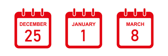 Calendar vector icon. Set . Calendars flat icons. Calendar. Calendar showing the day of month.Vector illustration