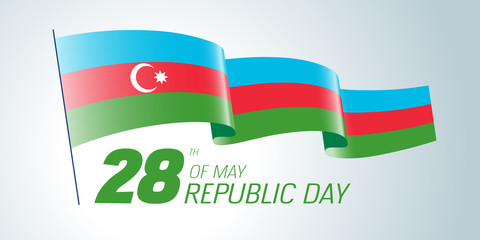 Azerbaijan happy republic day greeting card, banner vector illustration