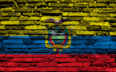 Ecuador flag on brick wall