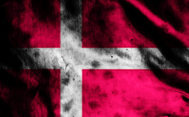 Denmark flag on old fabric