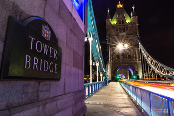 Obraz premium Tower Bridge in London, United Kingdom. Long exposure and night shot.
