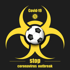 Obraz premium Sign biological hazard with soccer ball
