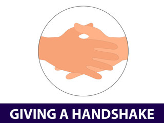Covid-19. Greeting with handshake. Coronavirus Prevention.