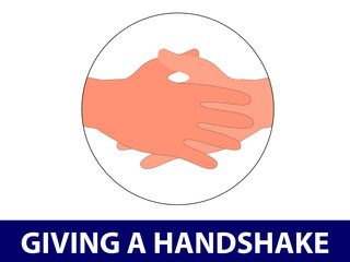 Covid-19. Greeting with handshake. Coronavirus Prevention.