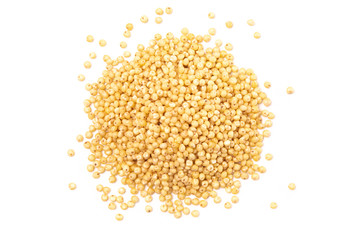 Whole Millet Pearl Grains on a White Background