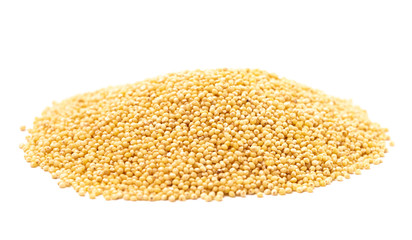 Whole Millet Pearl Grains on a White Background