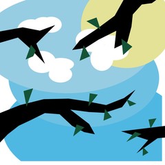 ast äste wolkwn sonne himmel wetter