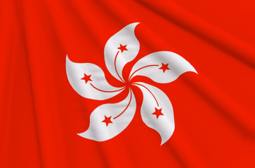 3d rendering. waving Hong kong National Flag wall background.