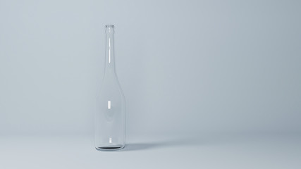 3D render Of A Glass Bottle on isolated background.