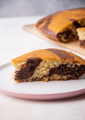 a piece of chocolate-vanilla pie