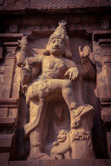 Giant statue of a Hindu God at a temple in Tamil Nadu India