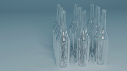 3D render Of Glass Bottle on isolated background.