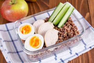 Lunch box with food