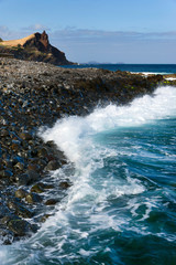 Ocean waves beating on the rocky shore