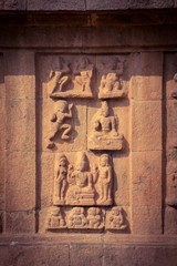 Beautiful and intricate carvings found on the wall of Tanjore temple in Tamil Nadu India