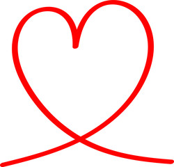 Red heart - outline drawing for an emblem or logo. Template for greeting card for Valentine's Day.