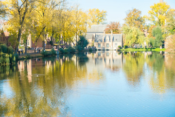Fototapeta na wymiar Belgium Bruges Minnewater park in Bruges, Belgium