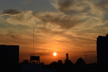 sunset over the city
