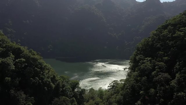 
Langkawi Malaysia beautiful flight on a drone. Sea, mountains, jungle, trees, lakes, many small islands, lake, drone video.
