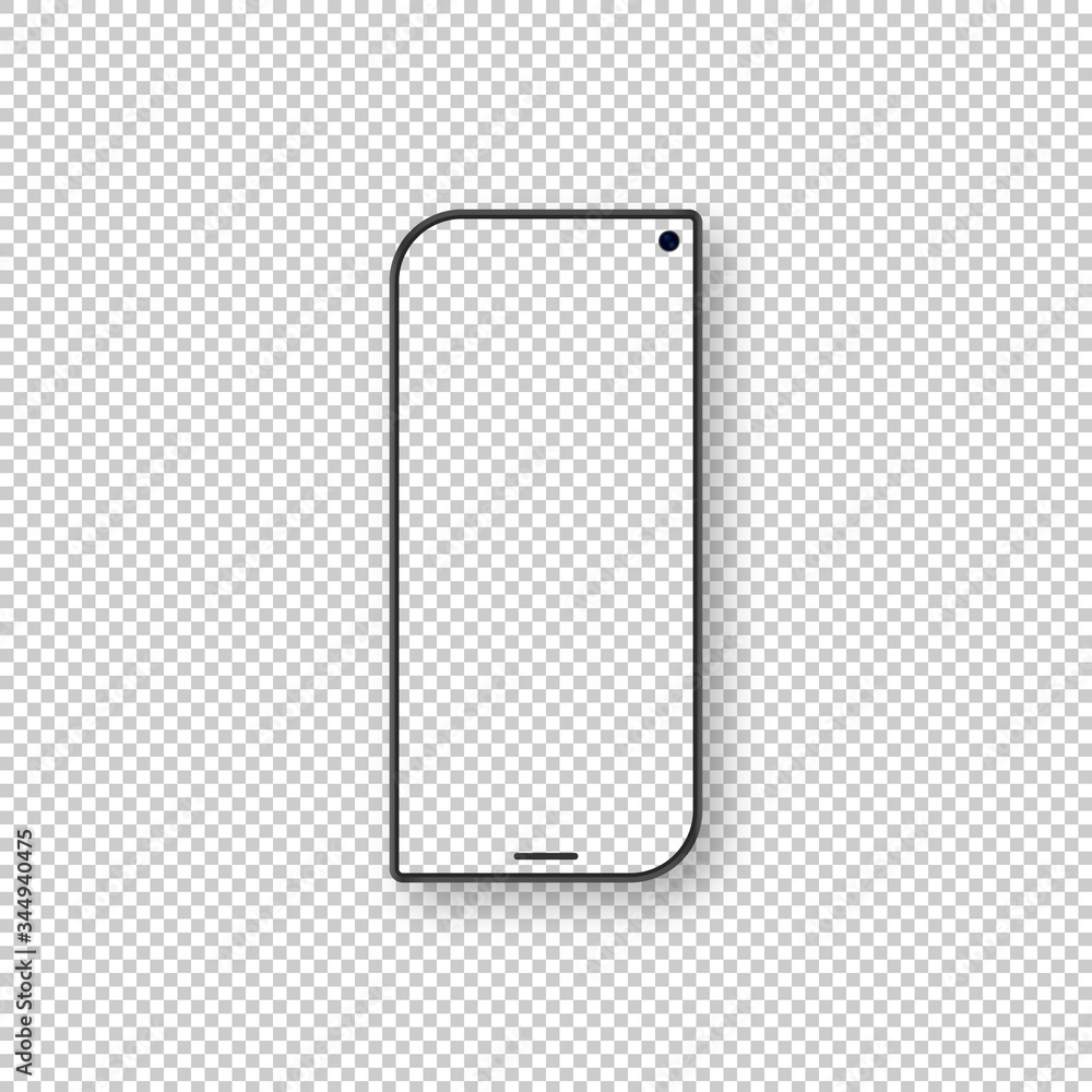Poster realistic smartphone with with transparent screen. smartphone mockup isolated on transparent backgro