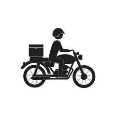 Fototapeta na wymiar delivery service icon, delivery man riding motorcycle, online order tracking. Vector illustration