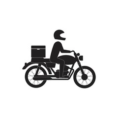 Fototapeta na wymiar delivery service icon, delivery man riding motorcycle, online order tracking. Vector illustration
