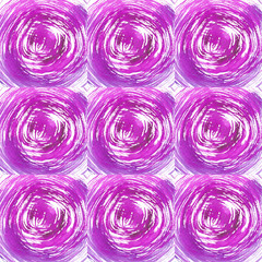 Seamless regular texture with pink watercolor circle brush strokes