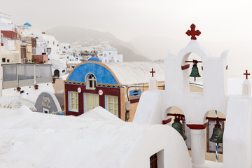 Oia Village On Santorini Island at sunrise, Greece