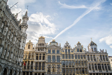 Fototapeta na wymiar beautiful sky above european homes in brussels belgium
