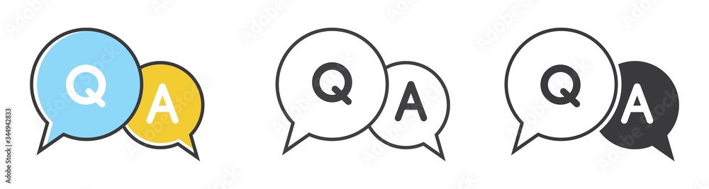 Wall mural faq vector icon. questions and answers isolated on white background, help symbol, different style ic