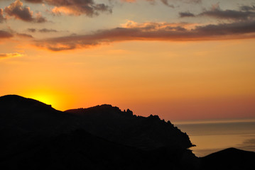 sunset over the mountains