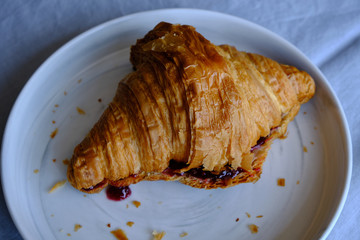 French Croissant, stuffed with blueberry jam