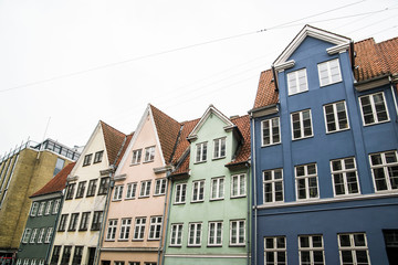 Fototapeta premium colorful townhomes of Copenhagen Denmark 