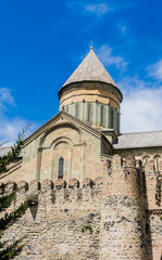 Fototapeta na wymiar The Svetitskhoveli Cathedral, Eastern Orthodox cathedral in the historic town of Mtskheta, Georgia