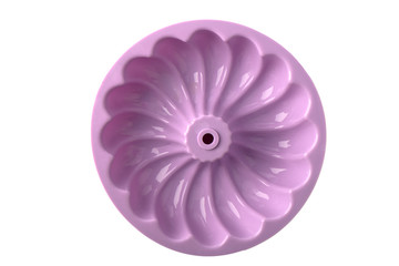 Purple silicone baking dish isolated on a white background.