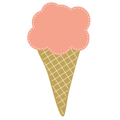 Delicious strawberry ice cream in a waffle cone