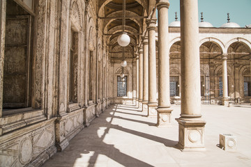 corridor in ancient mosque of Cairo egypt