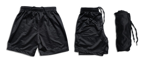 Black running short pants on white background