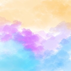 clouds and sun, different backgrounds with realistic pink-blue sky and cumulus clouds. The image can be used to design a banner, flyer and postcard.