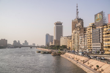 skyline of Cairo along the nile egypt - obrazy, fototapety, plakaty