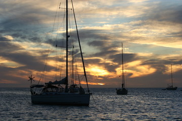 sailboat at sunset