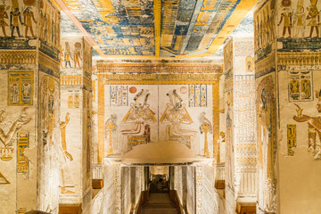 inside the tomb of Ramses pharaoh in Egypt - obrazy, fototapety, plakaty