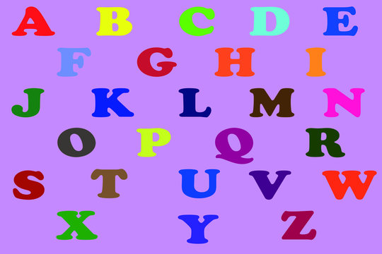 Fondo morado con el abecedario en muchos colores