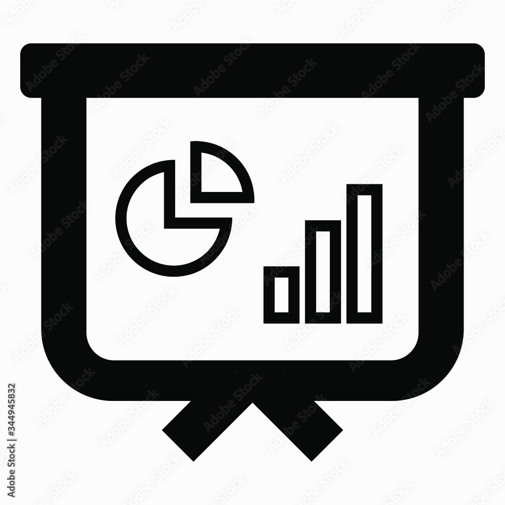 Aufkleber presentation icon. presentation board. monitor with indicators. presentation of a business plan. sum