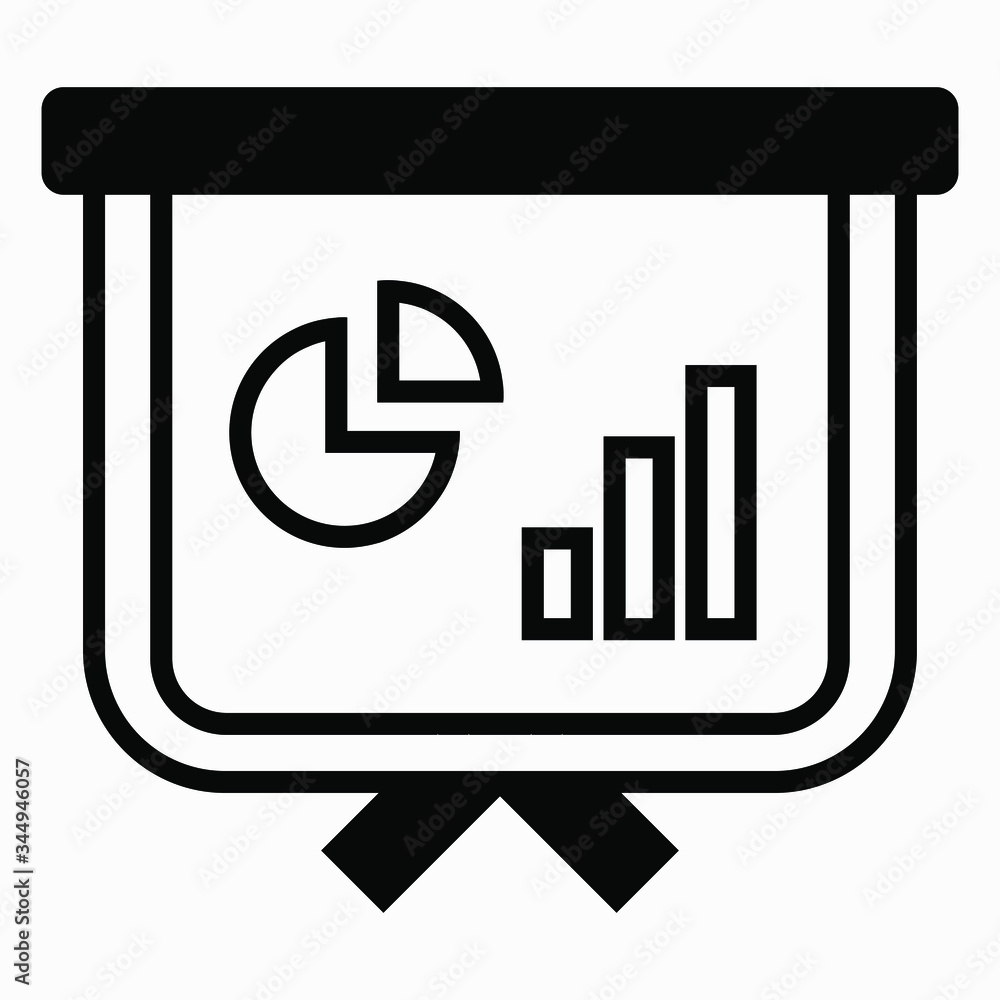 Aufkleber presentation icon. presentation board. monitor with indicators. presentation of a business plan. sum